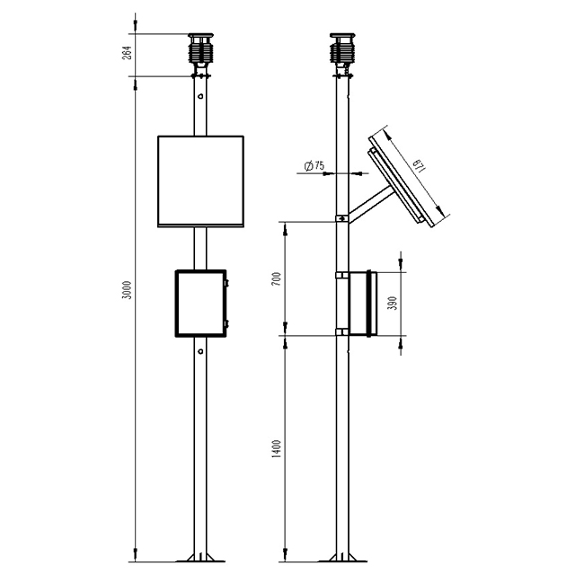 超聲波氣象監測設備產品尺寸圖