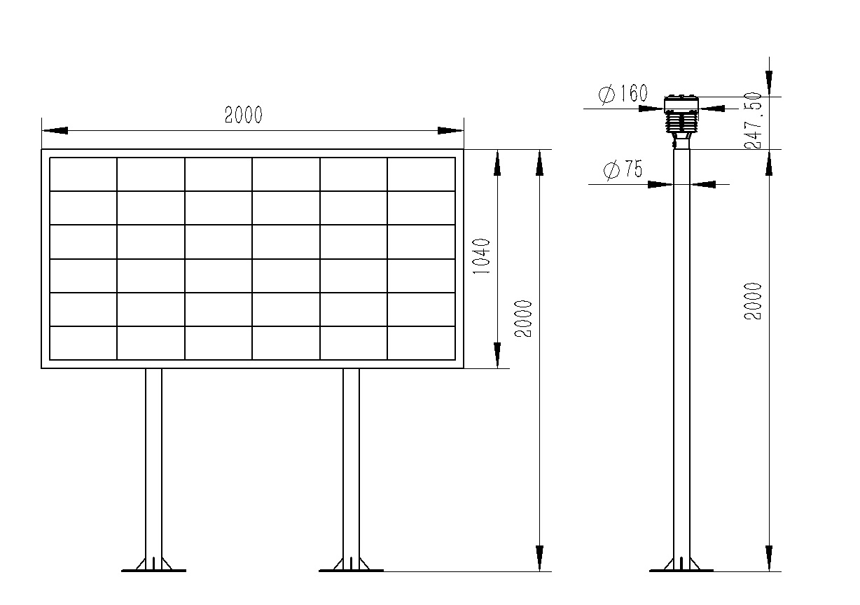 LED屏幕負氧離子監測站產品尺寸圖