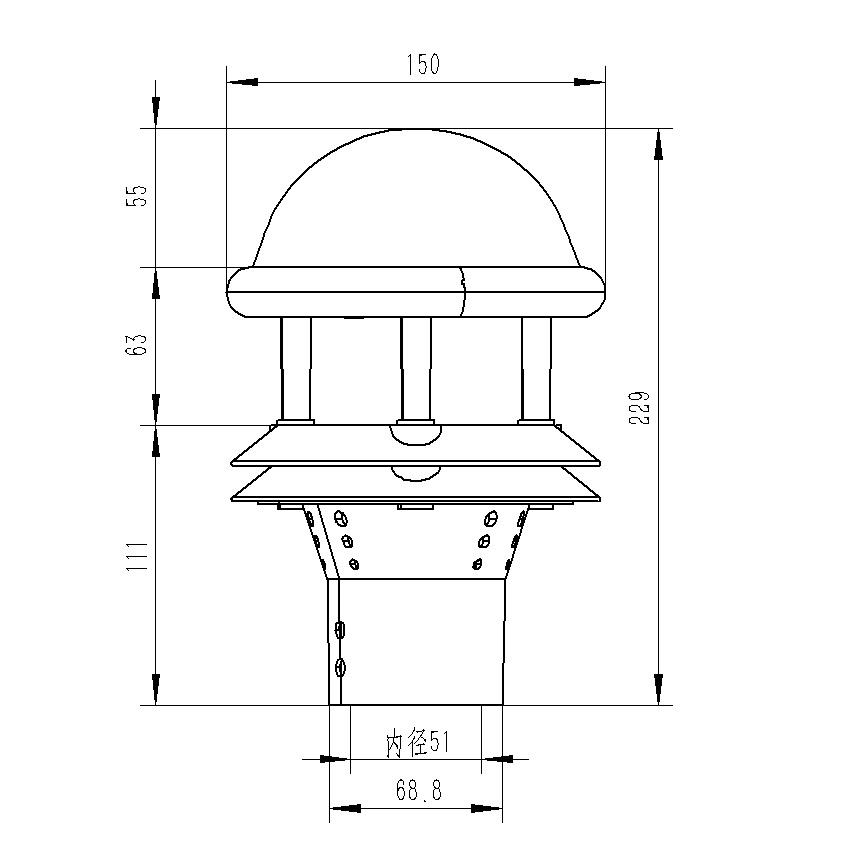 光電雨量計產品尺寸圖