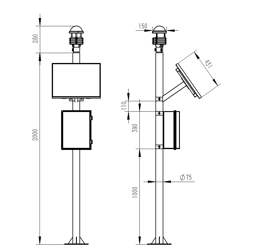 小型氣象站設備產品尺寸圖
